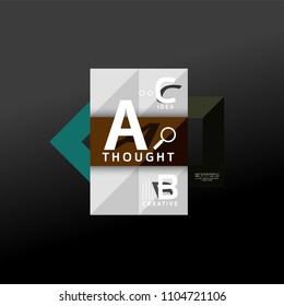 Geometric infographic banner, paper info a b c option diagram created with color shapes. Vector illustration