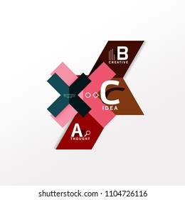 Geometric infographic banner, paper info a b c option diagram created with color shapes. Vector illustration