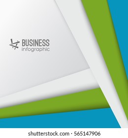Geometric infographic design template with straight gray green blue lines vector illustration