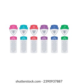 plantilla de infografía geométrica. plantilla de infografía de seis pasos. educación, negocios, internet, libro, informe anual, plantilla de la revista infográfica