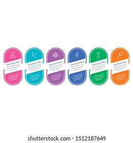 geometric information template. six steps infographic. science infographic