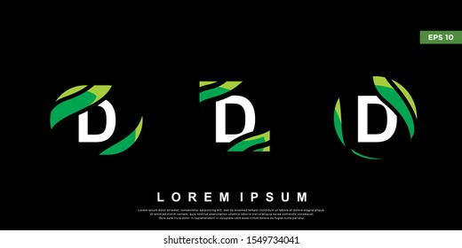 geometric initial letter d logo inside leaf frame. modern icon, template design