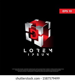 geometric initial letter d on a cube logo. modern icon, template design