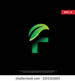 geometric initial letter f leaf font. modern logo, icon template 