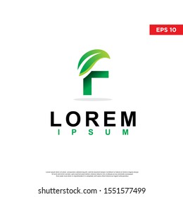 geometric initial letter f leaf logo. modern icon, template design. isolated on white