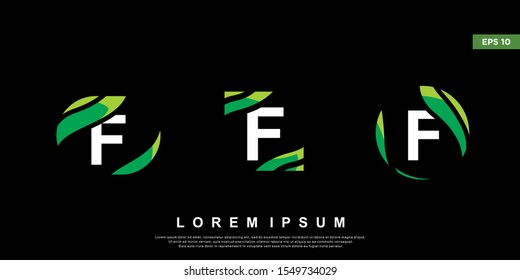 geometric initial letter f logo inside leaf frame. modern icon, template design