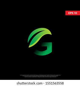 geometric initial letter g leaf font. modern logo, icon template 