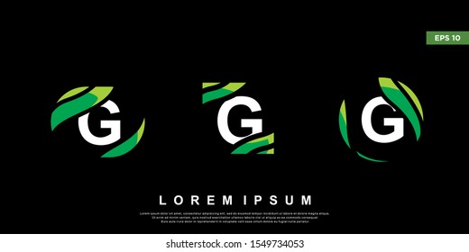 geometric initial letter g logo inside leaf frame. modern icon, template design