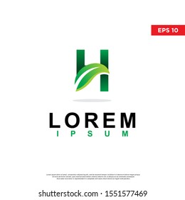 geometric initial letter h leaf logo. modern icon, template design. isolated on white