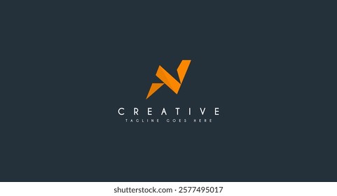 Geometric Initial letter N with bolt logo design vector illustration.
