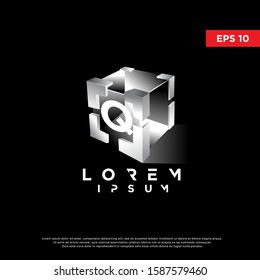 geometric initial letter q on a cube logo. modern icon, template design