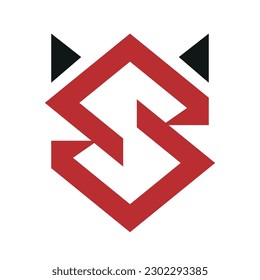Letra geométrica inicial S con el diseño abstracto del logotipo de la corona.
