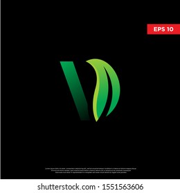 geometric initial letter v leaf font. modern logo, icon template 