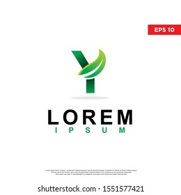 geometric initial letter y leaf logo. modern icon, template design. isolated on white