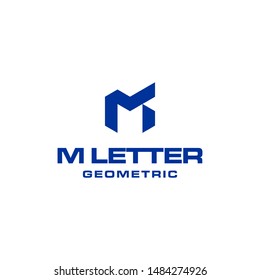geometric initial m letter vector logo design
