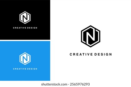 geometric initial N logo abstract , masculine industrial with N letter concept