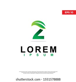geometric initial number 2 leaf logo. modern icon, template design. isolated on white