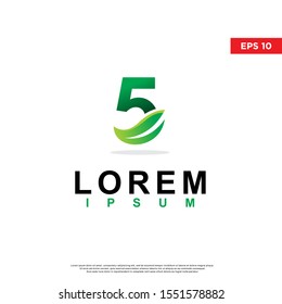 geometric initial number 5 leaf logo. modern icon, template design. isolated on white