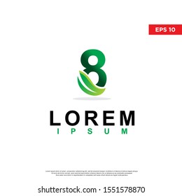 geometric initial number 8 leaf logo. modern icon, template design. isolated on white