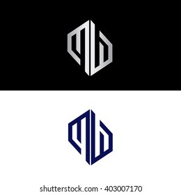 Geometric initials with letter M and letter W