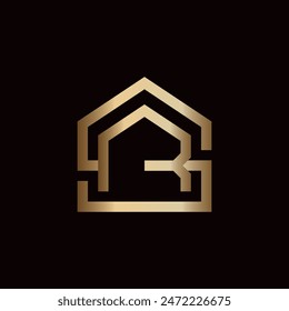 Geometric Initials SR House Logo Icon Vector