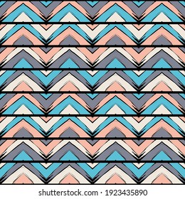 Tinta geométrica y dibujo de lápiz. Textura boho para tela étnica. Patrón sin foco. Ilustración vectorial para diseño web o impresión.