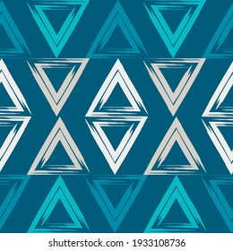 Geometric ink and pen drawing. Boho texture for ethnic fabric. Seamless pattern. Vector illustration for web design or print.