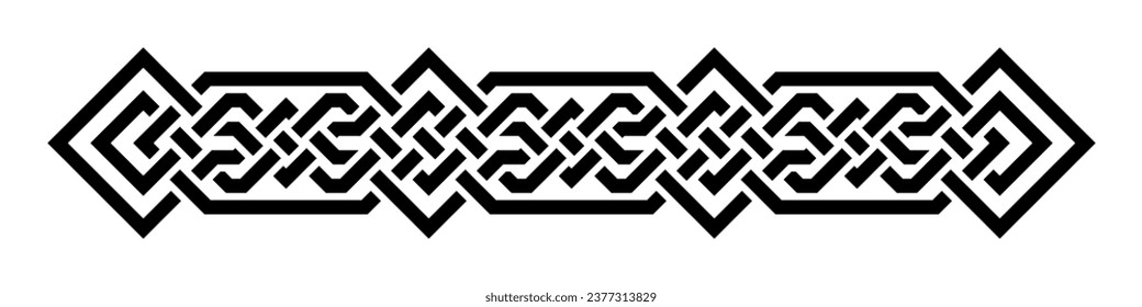 Geometric interlaced black border divider. Vector illustration