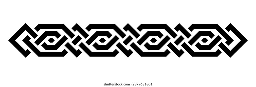 Geometric interlaced black border divider. Vector illustration