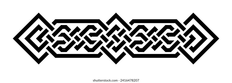 Geometric interlaced black border divider. Vector illustration