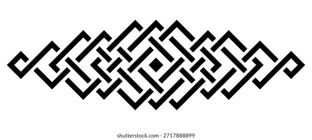Divisor de borde negro entrelazado geométrico. Ilustración vectorial