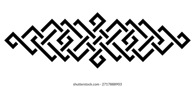 Divisor de borde negro entrelazado geométrico. Ilustración vectorial