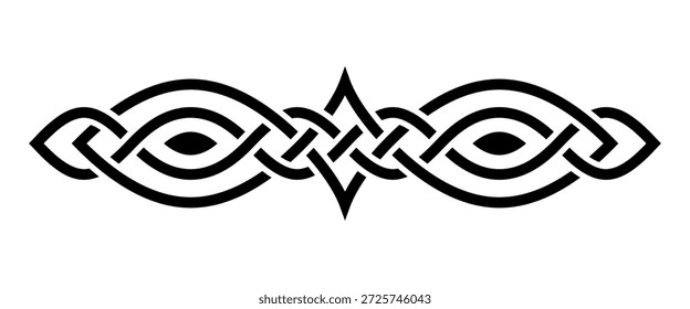 Divisor de borde negro entrelazado geométrico. Ilustración vectorial