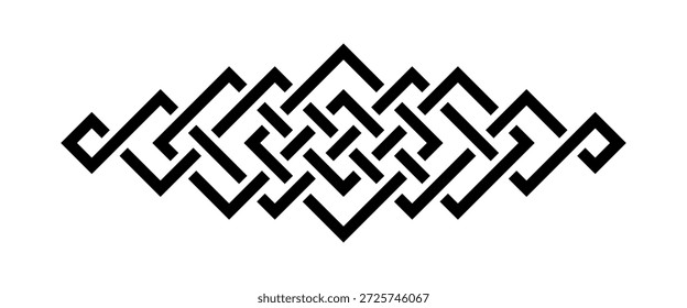 Divisor de borde negro entrelazado geométrico. Ilustración vectorial