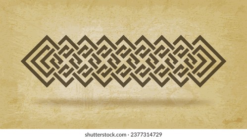 Geometric interlaced black squares border on vintage background. Vector illustration
