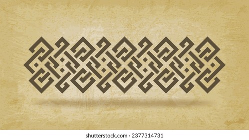 Geometric interlaced black squares border on vintage background. Vector illustration
