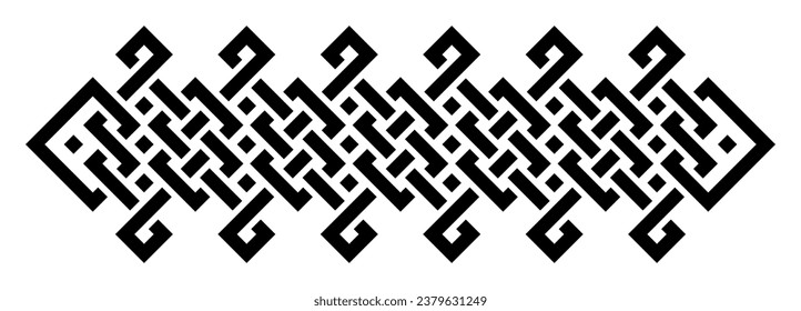 Geometric interlaced black squares border divider. Vector illustration