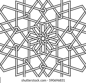 Geometric interlaced pattern. Seamless vector background in arabic style. Islamic art