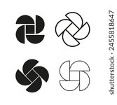 Geometric interlock design. Overlapping shapes Vector. Abstract knot icons. Monochrome intertwine.