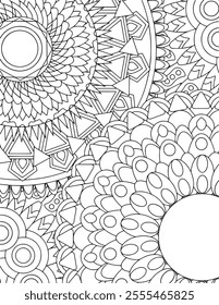 Geometric Intricate Detailed Mandala Adult Coloring Page Intricate Circular Pattern Zentangle