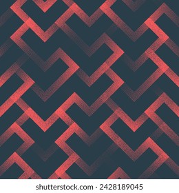 Geometric Intricated Lines Seamless Pattern Trend Vector Red Abstract Background. Tangled Angled Structure Half Tone Art Illustration. Repetitive Graphic Abstraction Endless Wallpaper Dotwork Texture
