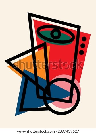 Geometric Intrigue: Abstract Face Formed by Triangles and Circles. Geometric Wall Art, Abstract Face Decor, Intriguing Wall Design, Modern Wall Decor, Contemporary Artistry.
