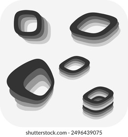 Geometric irregular shapes. Shades of gray. 3 d volume.