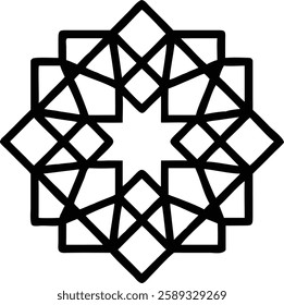 A geometric Islamic mandala forming a star pattern with rotational symmetry.