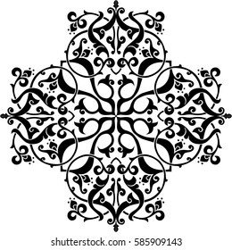 Geometric Islamic Pattern Arabesque black and white, vector.