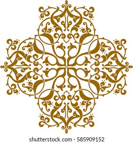 Geometric Islamic Pattern Arabesque brown and white, vector.