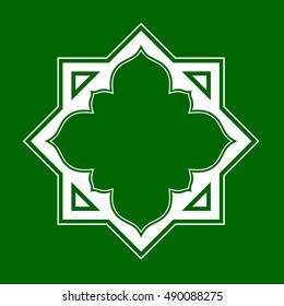 Geometric Islamic Pattern Arabesque green and white.