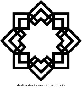 A geometric Islamic pattern featuring elegant, layered structures forming a star.