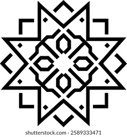 A geometric Islamic pattern with sharp, angular elements forming a starburst.