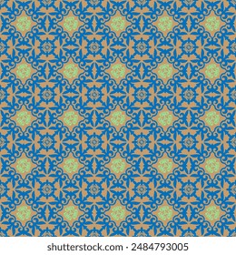 Geometric Islamic Seamless Kazakh pattern Arabesque. Ornament in the oriental style. Asian pattern of the nomads of Central Asia and Kazakhstan, Kyrgyzstan, Mongolia. Floral ornament. Patchwork